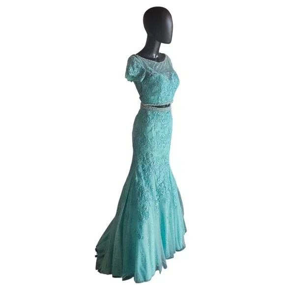 NWOT - 2 Piece Turquoise Fit/Flare Prom/Party Dress - Mori Lee - Picture 3 of 9